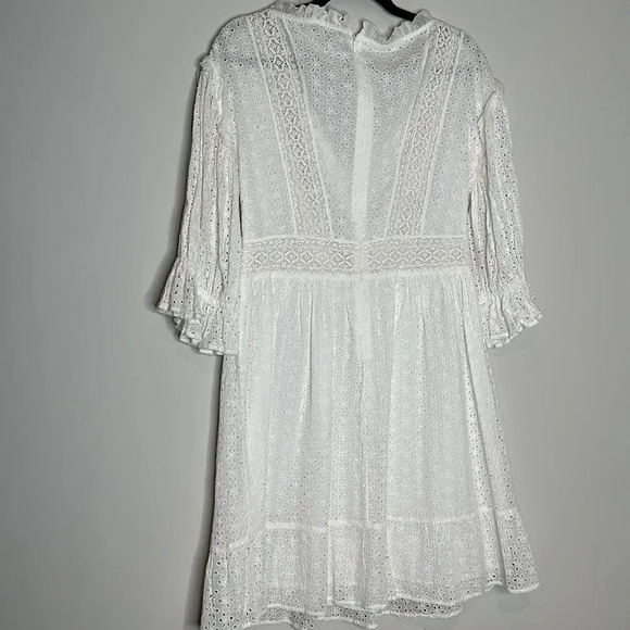LOVE SAM VIVIENNE EYELET EMBROIDERY MINI WHITE DRESS sz L - Picture 9 of 9